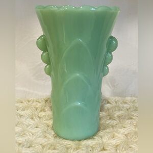 Fire King Jade-Ute Art Deco Bud Flower Vase Scallop Vintage